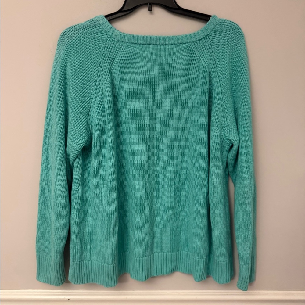 Belle by Kim Gravel Teal Sweater with White Palm Tree - Picture 2 of 7